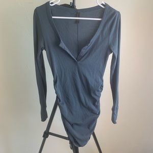 Tee Shop Snap Henley with Ruched Sides